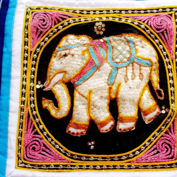 New Beaded Elephant Pillow Cover 16" x 16" - Picture 2 of 3